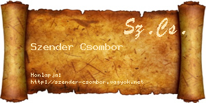 Szender Csombor névjegykártya